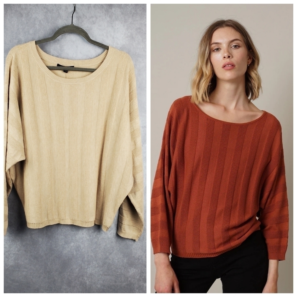 CYRUS Pull-over Beige Boho Batwing Roomy Knit‎ Women's sweater Size L
